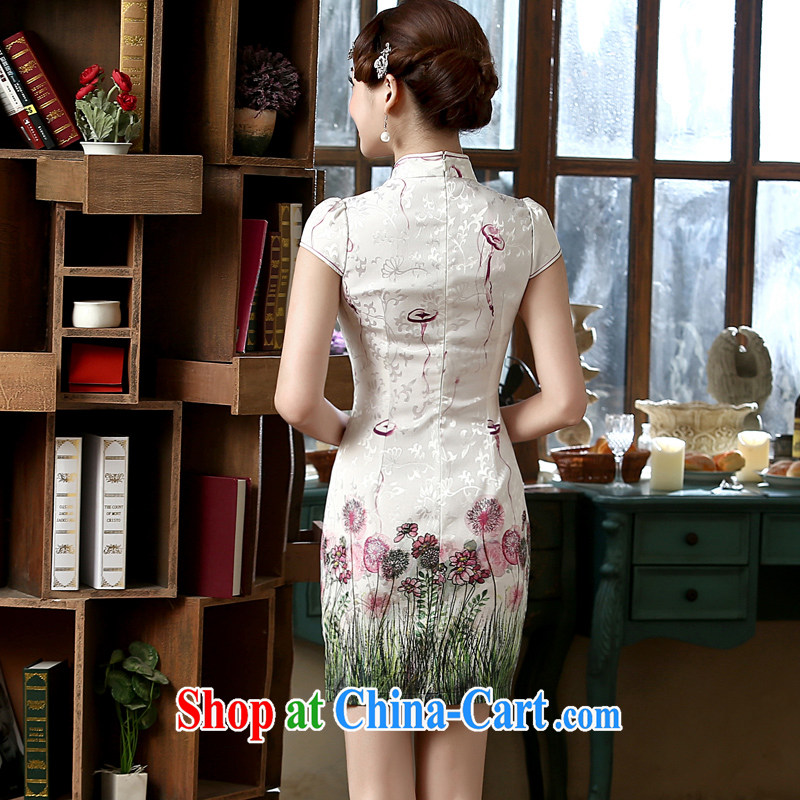 Morning, 2015 new summer fashion improved retro short cheongsam dress with short two-color pure green XXL morning land, shopping on the Internet
