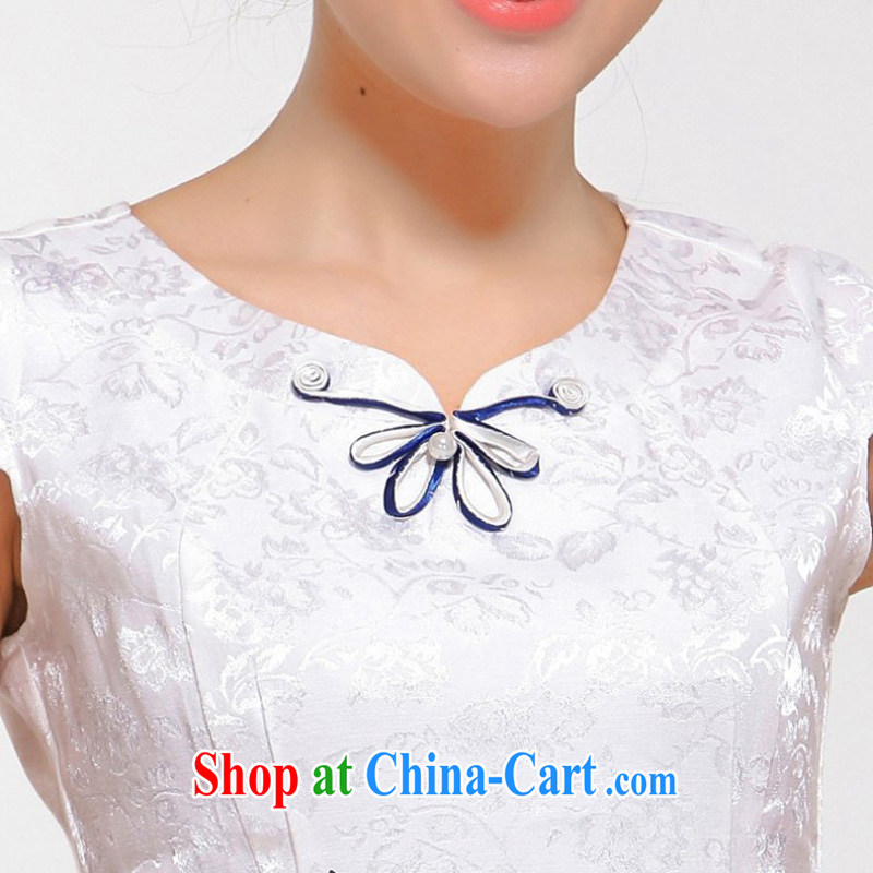 Summer fashion 2015 new, improved sense of beauty retro upscale lace cheongsam dress white L, once and for all, and, on-line shopping