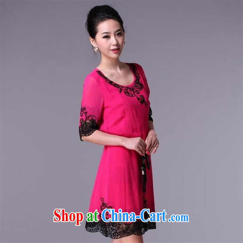 Summer 2014 middle-aged and elderly mother on the XL relaxed waist, cuff round-collar Silk Dresses orange 2 XL, Iraq, and, on-line shopping