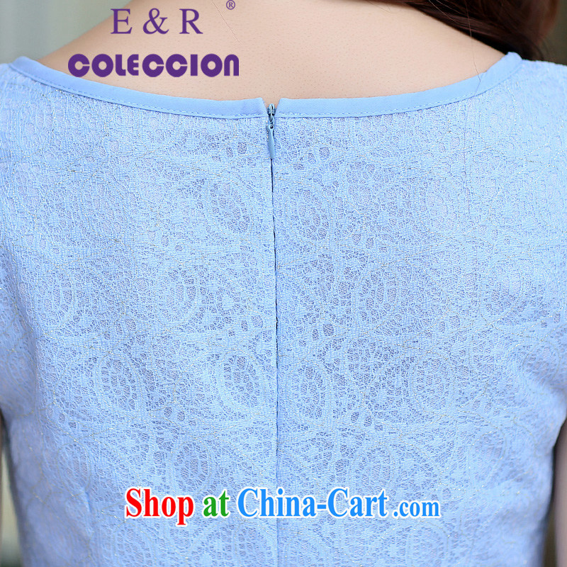 Retro beauty and stylish improved sense of Korea cheongsam dress outfit day-spring and summer 2015 new dresses blue XXL, E &R COLECCION, shopping on the Internet