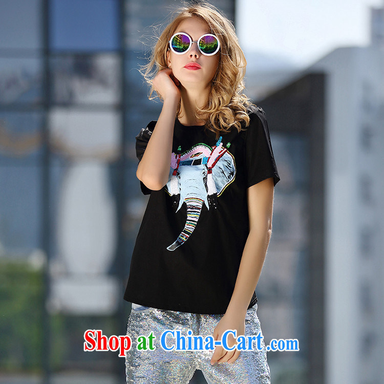 Ya-ting store A 4991 Europe the Summer 2015 new female animal elephant pattern, put the short-sleeved shirt T white L pictures, price, brand platters! Elections are good character, the national distribution, so why buy now enjoy more preferential! Health
