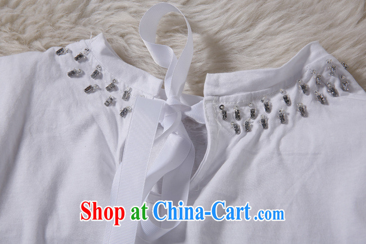 Ya-ting store A Europe 4988 the 2015 summer new casual women with round-collar short-sleeved staple Pearl inserts drill solid-colored beauty T pension white L pictures, price, brand platters! Elections are good character, the national distribution, so why buy now enjoy more preferential! Health