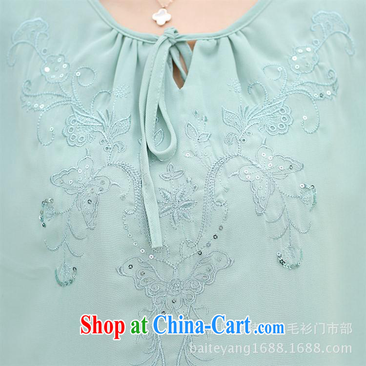 Black butterfly female T shirts Solid Color silk embroidery short sleeve double-decker, older summer female Korean T-shirt light blue XXXXL pictures, price, brand platters! Elections are good character, the national distribution, so why buy now enjoy more preferential! Health