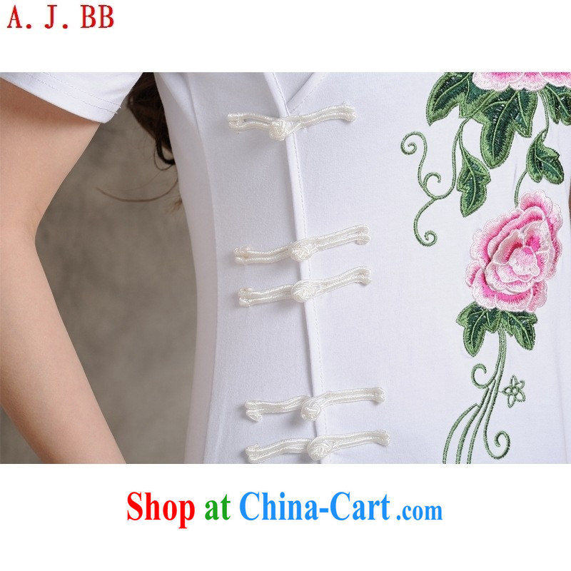 Black butterfly S 096 Ethnic Wind female spring and summer new, three-dimensional embroidered retro-tie cultivating short-sleeved T pension white 4XL, A . J . BB, shopping on the Internet