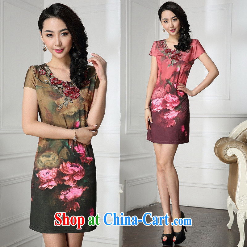 In 2014 older girls summer dress envelope high fashion rose floral 4 XL, Iraq, and, on-line shopping