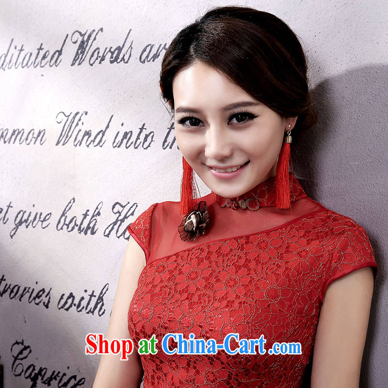 Jubilee 1000 bride's 2015 summer new Chinese Antique improved lace bridal cheongsam dress uniform toast Q 323 red XXL, 1000 Jubilee bride, and shopping on the Internet