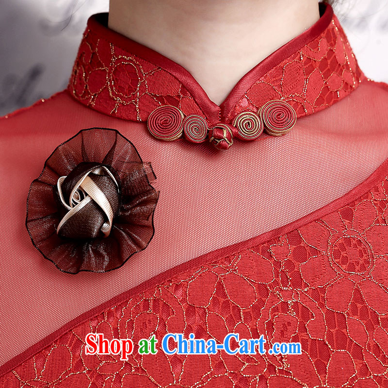 Jubilee 1000 bride's 2015 summer new Chinese Antique improved lace bridal cheongsam dress uniform toast Q 323 red XXL, 1000 Jubilee bride, and shopping on the Internet