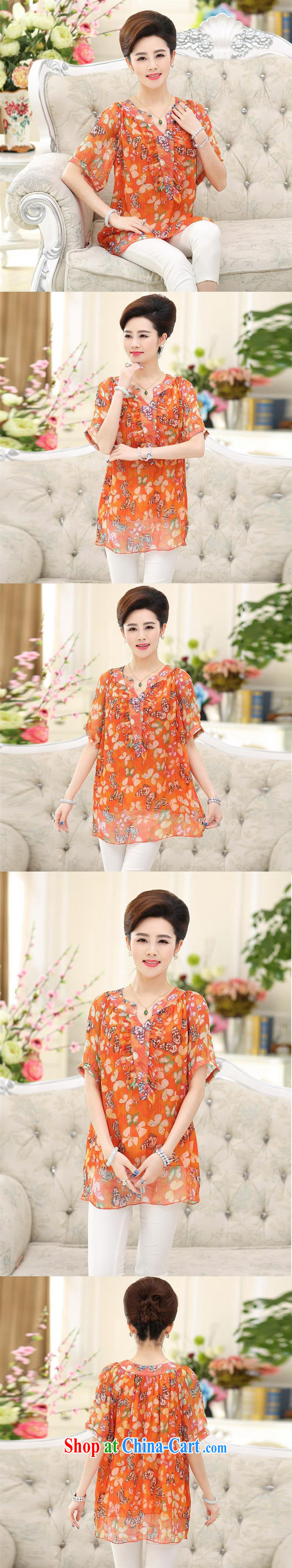 Qin Qing store 2015 spring and summer new, middle-aged and older female summer stamp duty middle-aged mother with silk sauna in silk cuff T pension Red Orange XXXL pictures, price, brand platters! Elections are good character, the national distribution, so why buy now enjoy more preferential! Health
