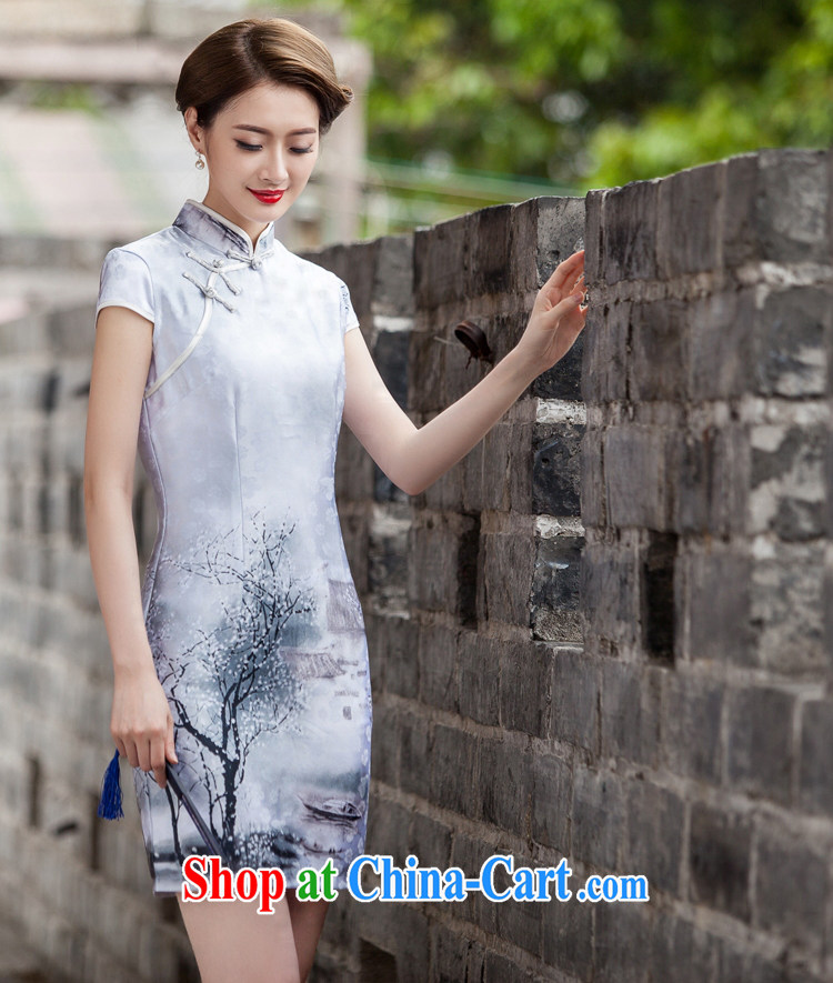 Air-ting-fang 2015 new painting classic short-sleeved dress retro fashion China wind daily outfit XXL painting pictures, price, brand platters! Elections are good character, the national distribution, so why buy now enjoy more preferential! Health