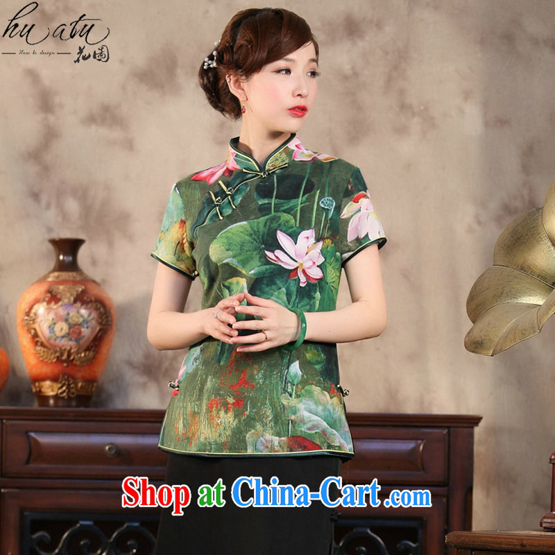 spend the summer new, Chinese qipao T-shirt Chinese Antique improved cotton Ma hand-painted Buddha take short-sleeved Tang is shown in Figure 3XL, figure, and shopping on the Internet