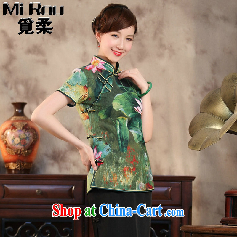 Find Sophie summer new, Chinese qipao T-shirt Chinese Antique improved cotton Ma hand-painted Buddha take short-sleeved Chinese as the color 2 XL, flexible employment, shopping on the Internet
