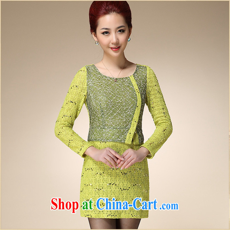 Ya-ting will be store, Ms Audrey EU and Mr Ronald ARCULLI, the new European root yarn embroidery dresses women, mothers who are decorated in style skirt yellow long-sleeved 4 XL, blue rain bow, and, on-line shopping