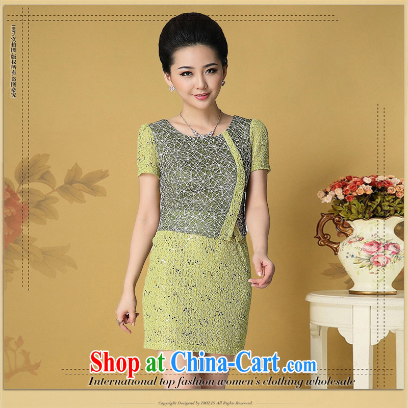 Ya-ting will be store, Ms Audrey EU and Mr Ronald ARCULLI, the new European root yarn embroidery dresses women, mothers who are decorated in style skirt yellow long-sleeved 4 XL, blue rain bow, and, on-line shopping