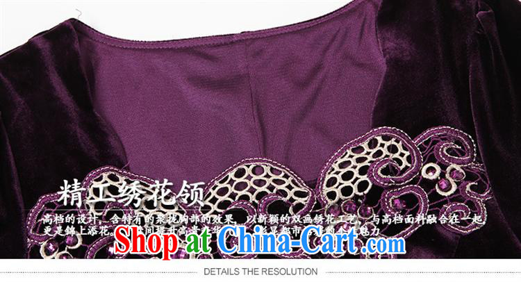 Ya-ting store 2014 autumn New Europe, the middle-aged and older female mother with Openwork gold velour dress clothing purple XL pictures, price, brand platters! Elections are good character, the national distribution, so why buy now enjoy more preferential! Health