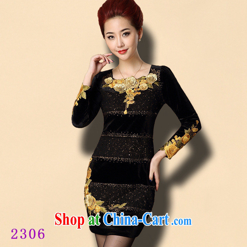 Ya-ting stores in Europe and America 2015 spring fashion new, middle-aged people dress dresses support mixed lot in the elderly, female black XL