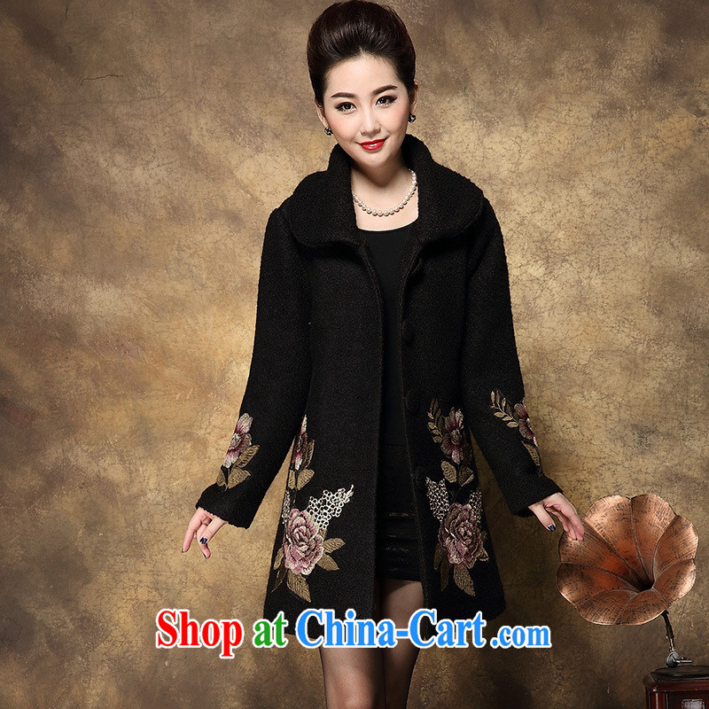 Ya-ting store mother load in winter, long wool coat in the elderly, female winter with thick warm hair? sub-coat black 4XL, blue rain bow, and shopping on the Internet