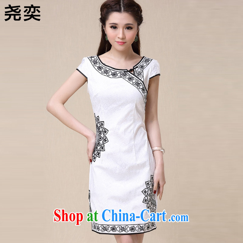Yao Yi 2015 spring and summer China wind National wind female elegant embroidery, qipao dresses 8963 white L