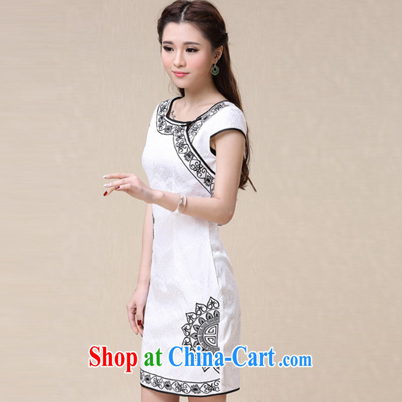 Yao Yi 2015 spring and summer China wind National wind female elegant embroidery, qipao dresses 8963 white L, Yao Yi, shopping on the Internet
