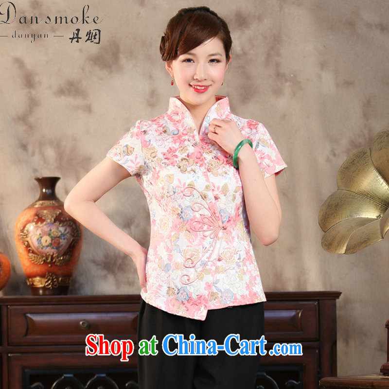 Dan smoke-free summer new, Chinese qipao T-shirt Chinese improved antique, stamp duty for cotton short-sleeved Chinese as the color 2 XL, Bin Laden smoke, shopping on the Internet