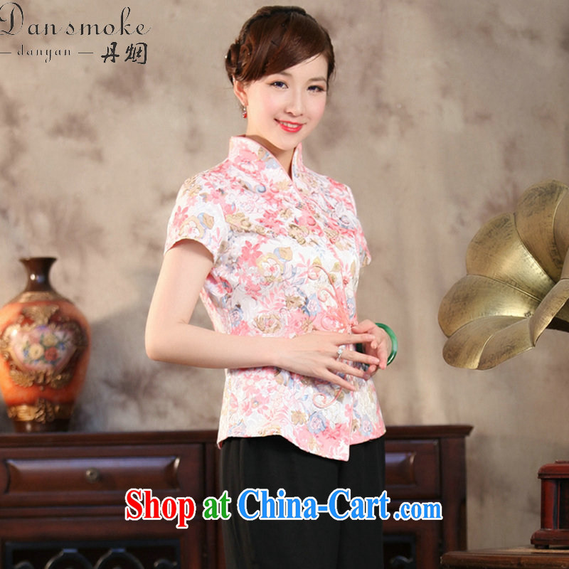 Dan smoke-free summer new, Chinese qipao T-shirt Chinese improved antique, stamp duty for cotton short-sleeved Chinese as the color 2 XL, Bin Laden smoke, shopping on the Internet