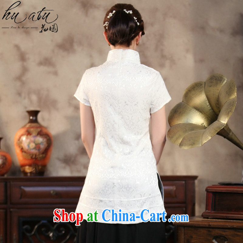 spend the summer with new female Chinese qipao T-shirt Chinese improved, LED light, long, short-sleeved Chinese White XL, spend, and, shopping on the Internet