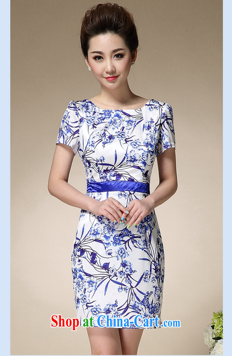 VAGANTZAR 2015 summer new female middle-aged retro beauty blue and white porcelain stamp graphics thin cheongsam dress Q 8991 blue XXXL pictures, price, brand platters! Elections are good character, the national distribution, so why buy now enjoy more preferential! Health