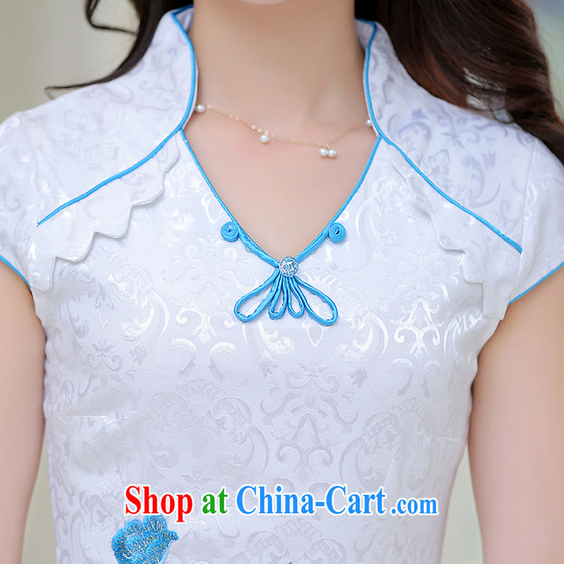 PCA dresses summer improved China wind cultivating short-sleeved cheongsam dress white L, Pca, shopping on the Internet