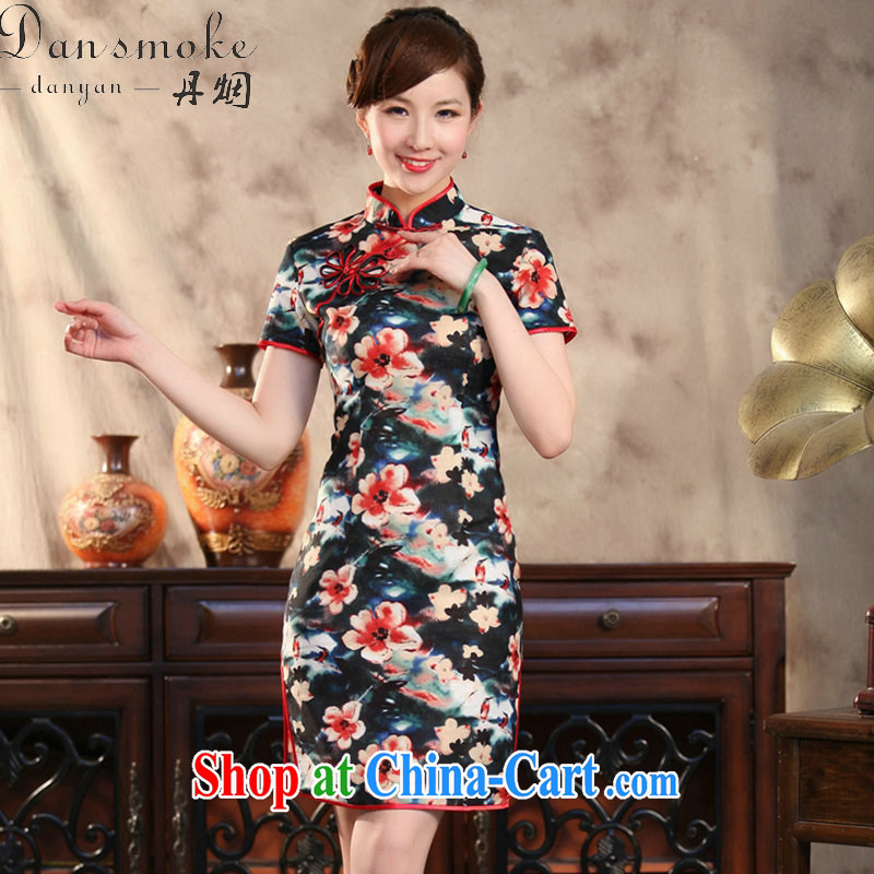 Bin Laden smoke summer dresses, Chinese Antique cotton the stylish Chinese qipao spend quintessence of improved short cheongsam shown in Figure 3XL, Bin Laden smoke, shopping on the Internet