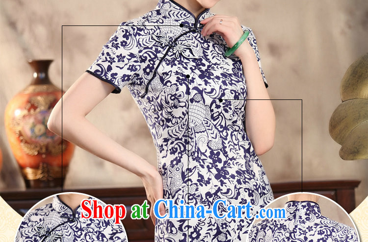Bin Laden smoke-free New female dresses summer Chinese Antique prettier blue and white porcelain Chinese improved goldfish snap short qipao Cheong Wa Dae LAN 3 XL pictures, price, brand platters! Elections are good character, the national distribution, so why buy now enjoy more preferential! Health