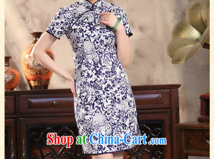 Bin Laden smoke-free New female dresses summer Chinese Antique prettier blue and white porcelain Chinese improved goldfish snap short qipao Cheong Wa Dae LAN 3 XL pictures, price, brand platters! Elections are good character, the national distribution, so why buy now enjoy more preferential! Health
