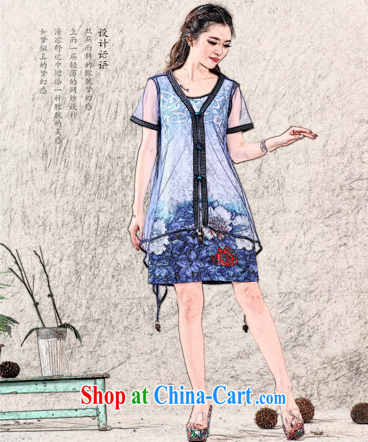 Cherry blossoms floating 2015 summer China National wind graphics thin cheongsam improved web yarn stamp dress two-piece female M pictures, price, brand platters! Elections are good character, the national distribution, so why buy now enjoy more preferential! Health