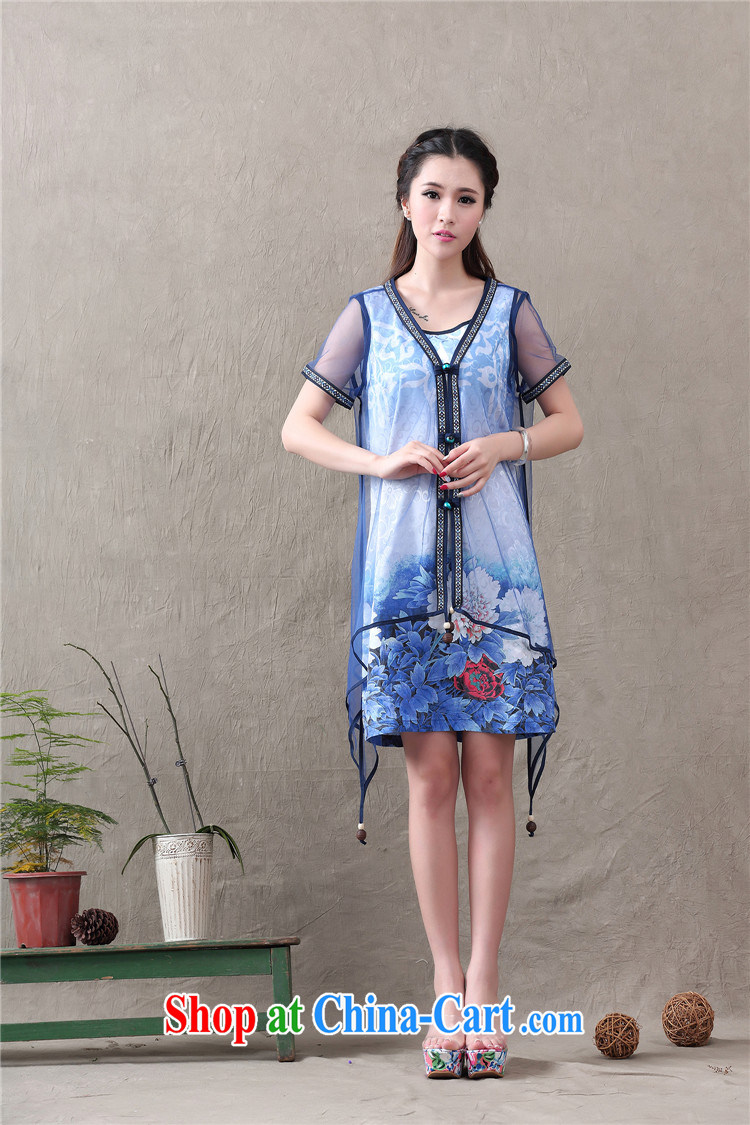 Cherry blossoms floating 2015 summer China National wind graphics thin cheongsam improved web yarn stamp dress two-piece female M pictures, price, brand platters! Elections are good character, the national distribution, so why buy now enjoy more preferential! Health