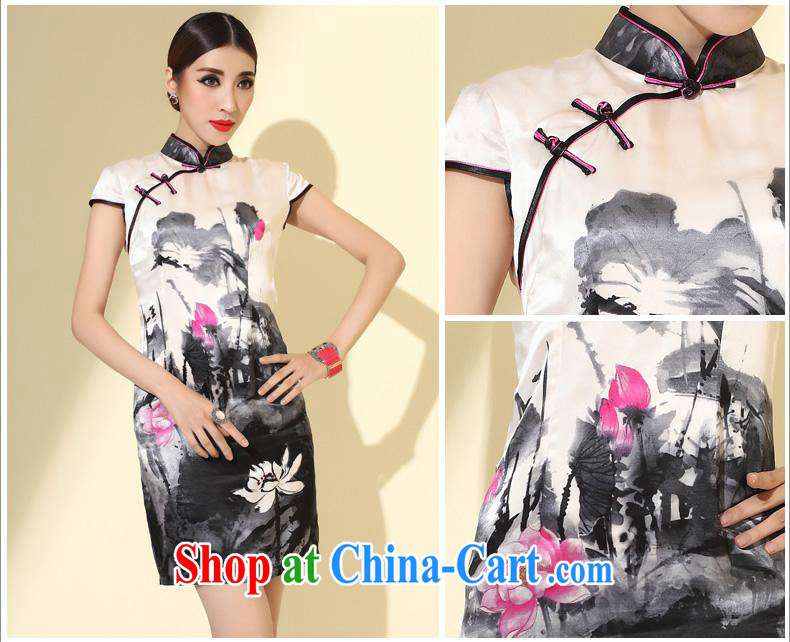 I should be grateful if the 2014 spring and summer New Silk Cheongsam improved short skirts dresses QD 4110 white XXL pictures, price, brand platters! Elections are good character, the national distribution, so why buy now enjoy more preferential! Health