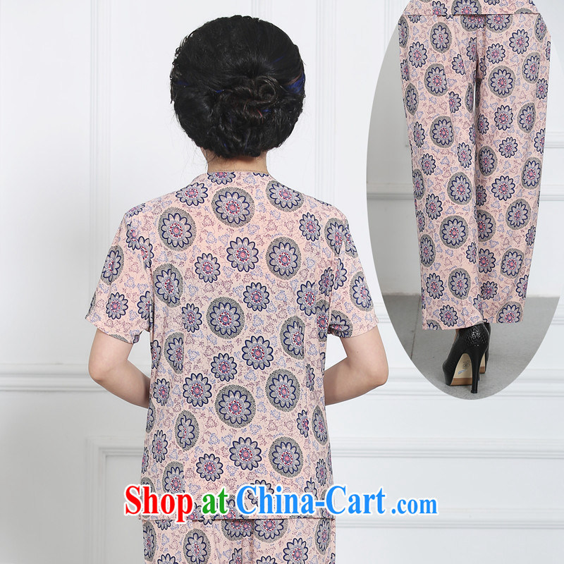 Middle-aged and older women wear summer older persons clothes summer leisure stamp duty on T-shirt package the code short-sleeved Girl No. 4 color 4 XL, blue rain bow, and, on-line shopping