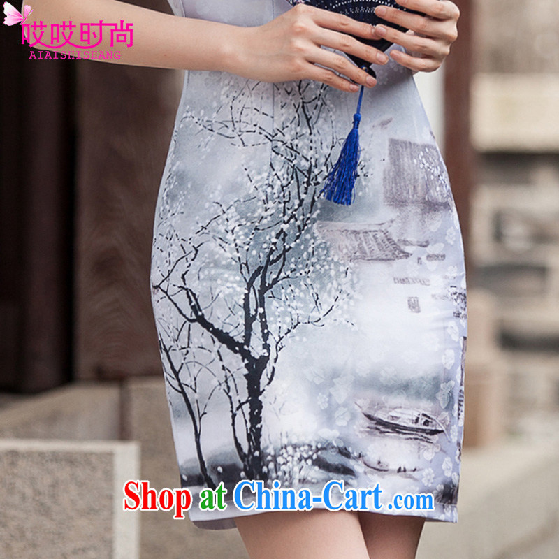 Ah, ah, stylish 2015 summer new women paintings with classical short-sleeved dresses skirts 1107 XXL paintings, ah, ah, stylish, and shopping on the Internet
