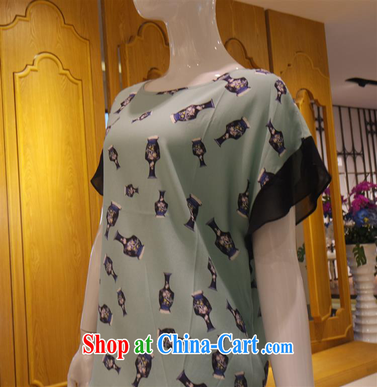 Qin Qing store new silk dress short-sleeved shirt T bat cuffs, sauna silk short-sleeved T shirt T-shirt blue XXXL pictures, price, brand platters! Elections are good character, the national distribution, so why buy now enjoy more preferential! Health