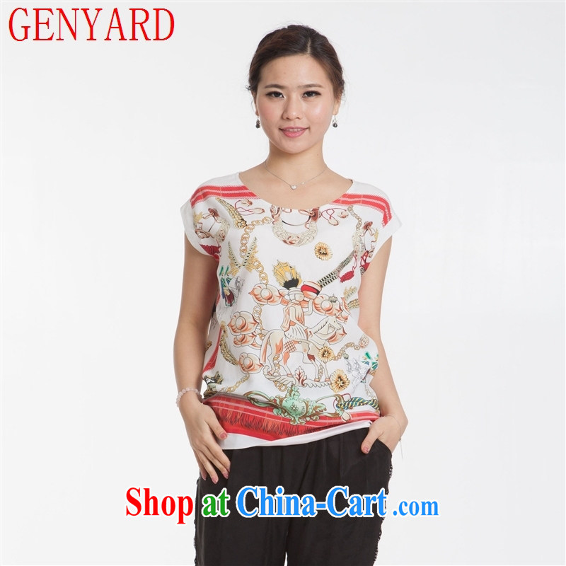 Qin Qing Store New, Old silk dress short sleeved shirt T fine stamp leisure silk blouses red XXXL, GENYARD, shopping on the Internet