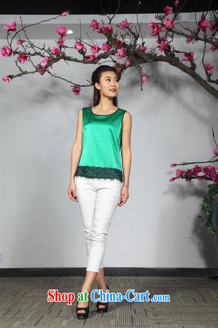 Qin Qing store new silk dress Sleeveless T pension two-color stitching lace bottom silk T-shirt T-shirt new female orange XXXL pictures, price, brand platters! Elections are good character, the national distribution, so why buy now enjoy more preferential! Health