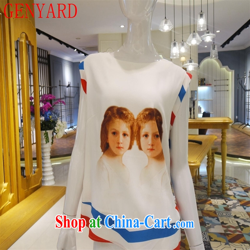 Qin Qing store new Silk, older short-sleeve Dress Shirt T stamp silk short-sleeved T shirt T-shirt boys pattern XXXL