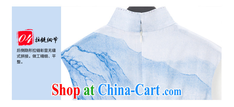 Wood is really a Chinese female landscape Silk Cheongsam Chinese style qipao dresses 2015 new summer 11 32,308 light blue XXL (A) pictures, price, brand platters! Elections are good character, the national distribution, so why buy now enjoy more preferential! Health