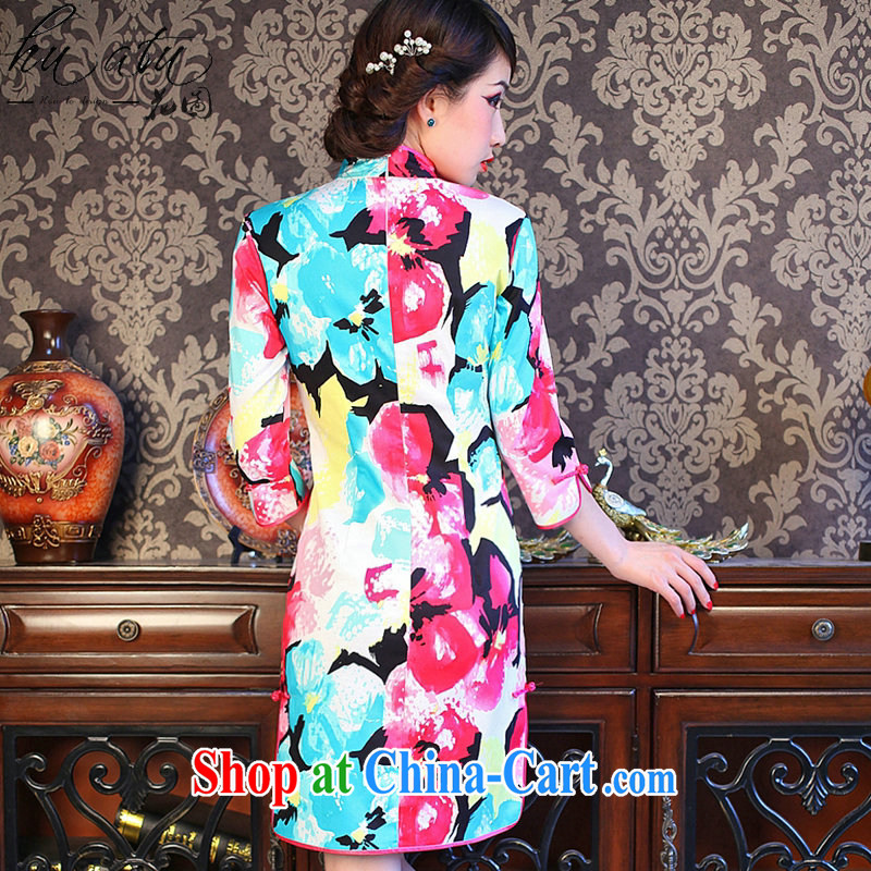 spend the summer with new dresses girls decorated in colorful flowers, for improved retro prettier cuff in the forklift truck goods such as the color 2 XL, spend figure, shopping on the Internet