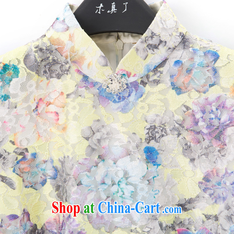 Wood is really an improved cheongsam dress new lace stamp cheongsam dress summer dress the root dresses 42,931 11 light blue XL, wood really has, shopping on the Internet