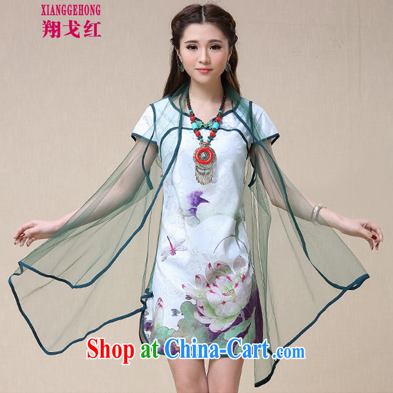 Cheung Gore red retro dresses 2015 spring and summer women China wind National wind stamp dresses cheongsam picture color XXL national free e-mail