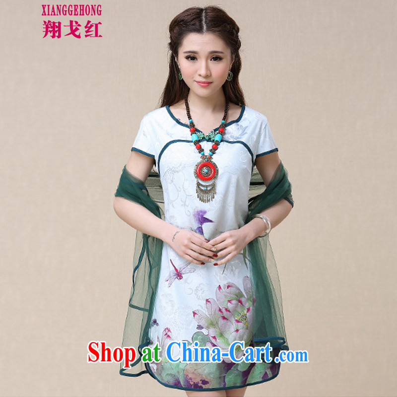 Cheung Gore red retro dresses 2015 spring and summer women China wind National wind stamp dresses cheongsam picture color XXL national free postage-xiang, the Red Cross, and shopping on the Internet