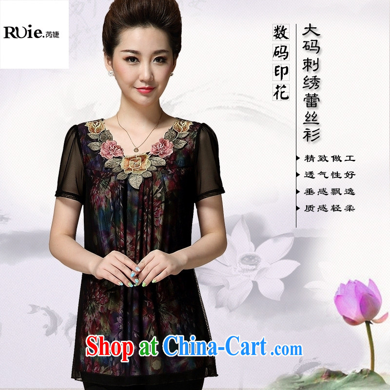 Wholesale 2015 summer older blouses Korean version of the new, large, snow-woven shirt short-sleeved mom with green fireworks 4 XL, health concerns (Rvie .), and shopping on the Internet