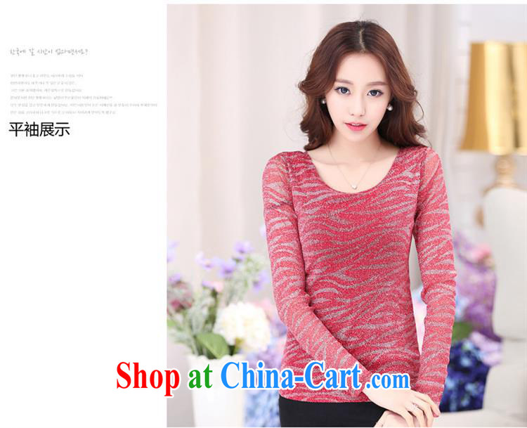 2015 spring and summer Korean female solid shirt cultivating Web yarn stamp round-collar long-sleeved female T shirts wholesale red - bubble cuff XXXL pictures, price, brand platters! Elections are good character, the national distribution, so why buy now enjoy more preferential! Health
