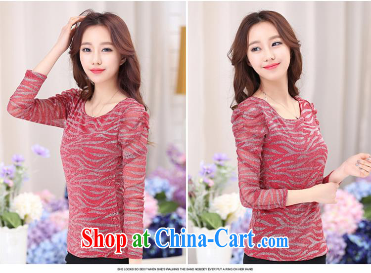 2015 spring and summer Korean female solid shirt cultivating Web yarn stamp round-collar long-sleeved female T shirts wholesale red - bubble cuff XXXL pictures, price, brand platters! Elections are good character, the national distribution, so why buy now enjoy more preferential! Health