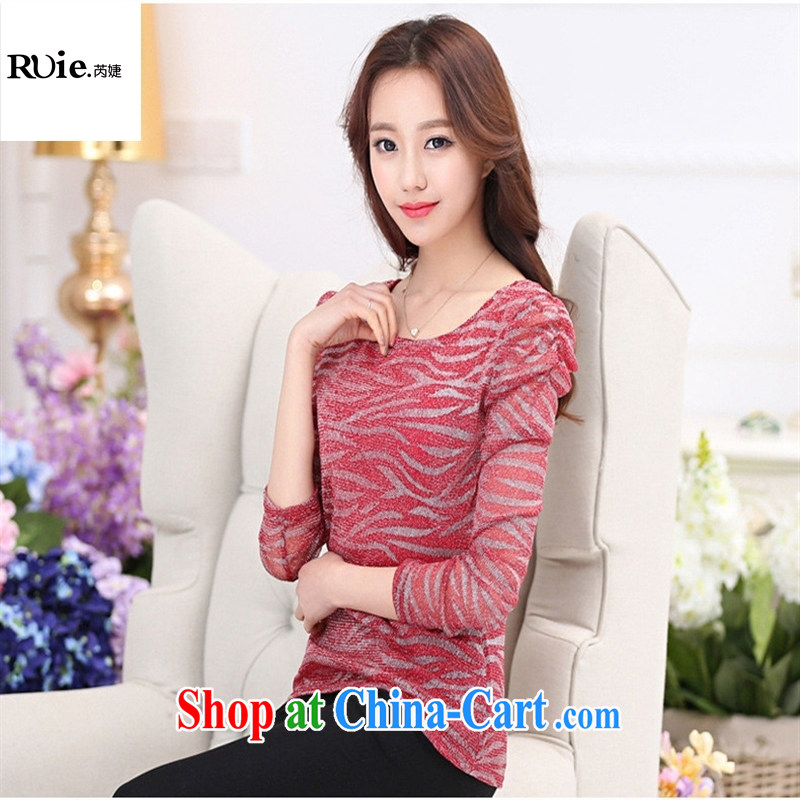 2015 spring and summer Korean female solid T-shirt beauty Web yarn stamp round-collar long-sleeved female T shirts wholesale red - bubble cuff XXXL, health concerns (Rvie .), and, on-line shopping
