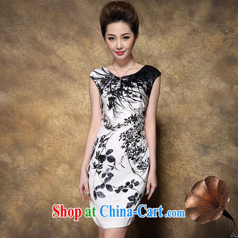 Alice Ho Miu Ling Nethersole maple summer 2015, new dresses high big silk stamp sauna Silk Cheongsam women 8942 white XXXL, maple, and shopping on the Internet