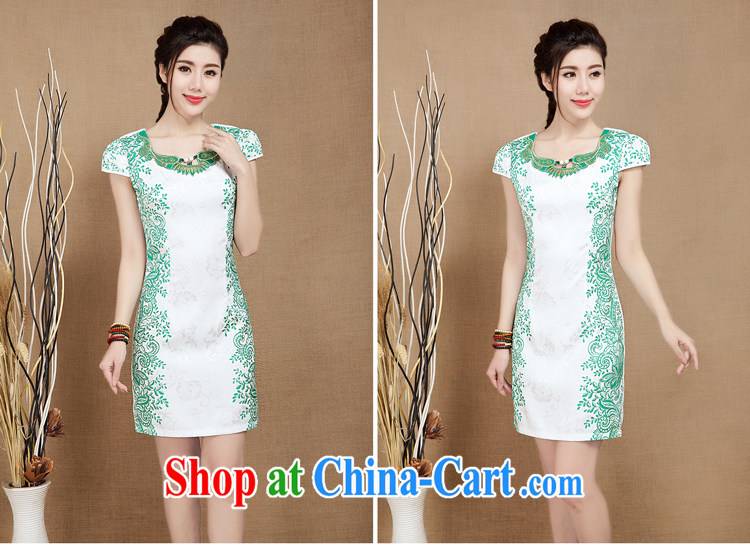 Water spirit seed 2015 new summer improved daily short-sleeved ethnic wind cheongsam dress dresses Evening Dress female Green XXL pictures, price, brand platters! Elections are good character, the national distribution, so why buy now enjoy more preferential! Health